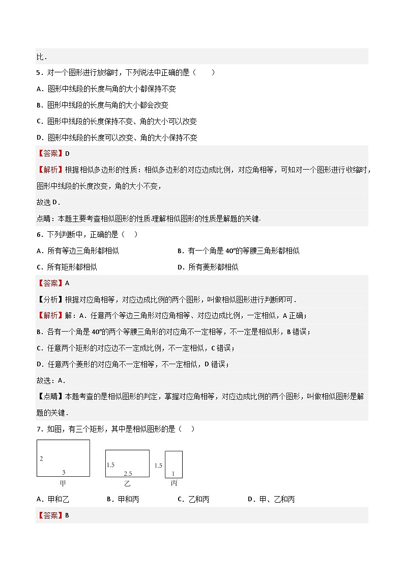 沪教版（五四制）数学九上24.1《放缩与相似形》（题型专训）（解析版）第3页
