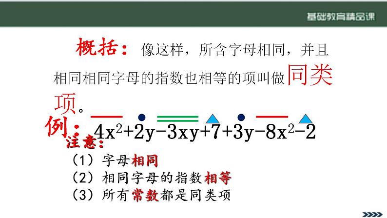 华东师大版七年级上册 数学 2.41同类项PPT第7页