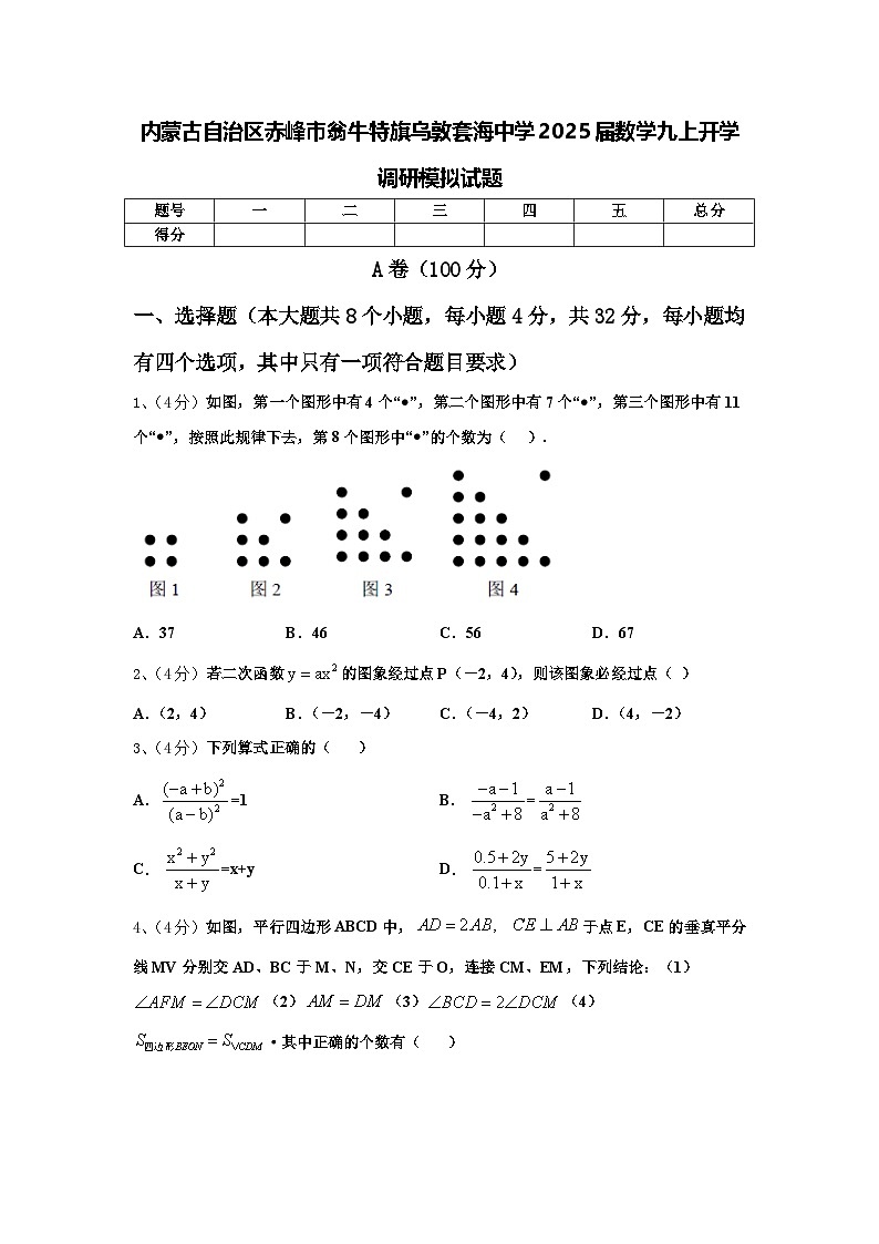 内蒙古自治区赤峰市翁牛特旗乌敦套海中学2025届数学九上开学调研模拟试题【含答案】第1页