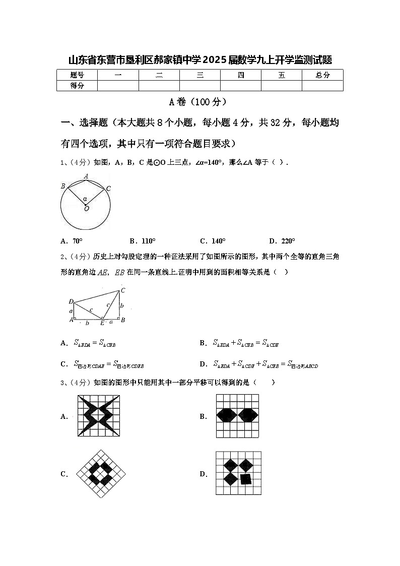 山东省东营市垦利区郝家镇中学2025届数学九上开学监测试题【含答案】第1页