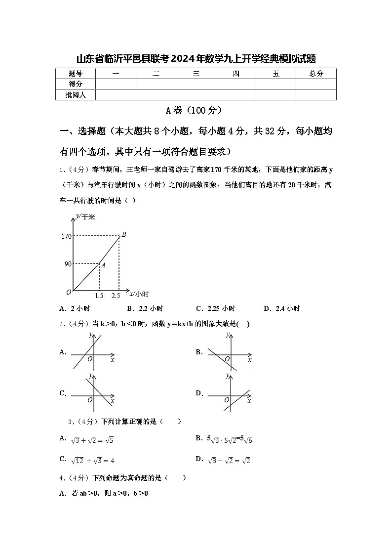 山东省临沂平邑县联考2024年数学九上开学经典模拟试题【含答案】第1页