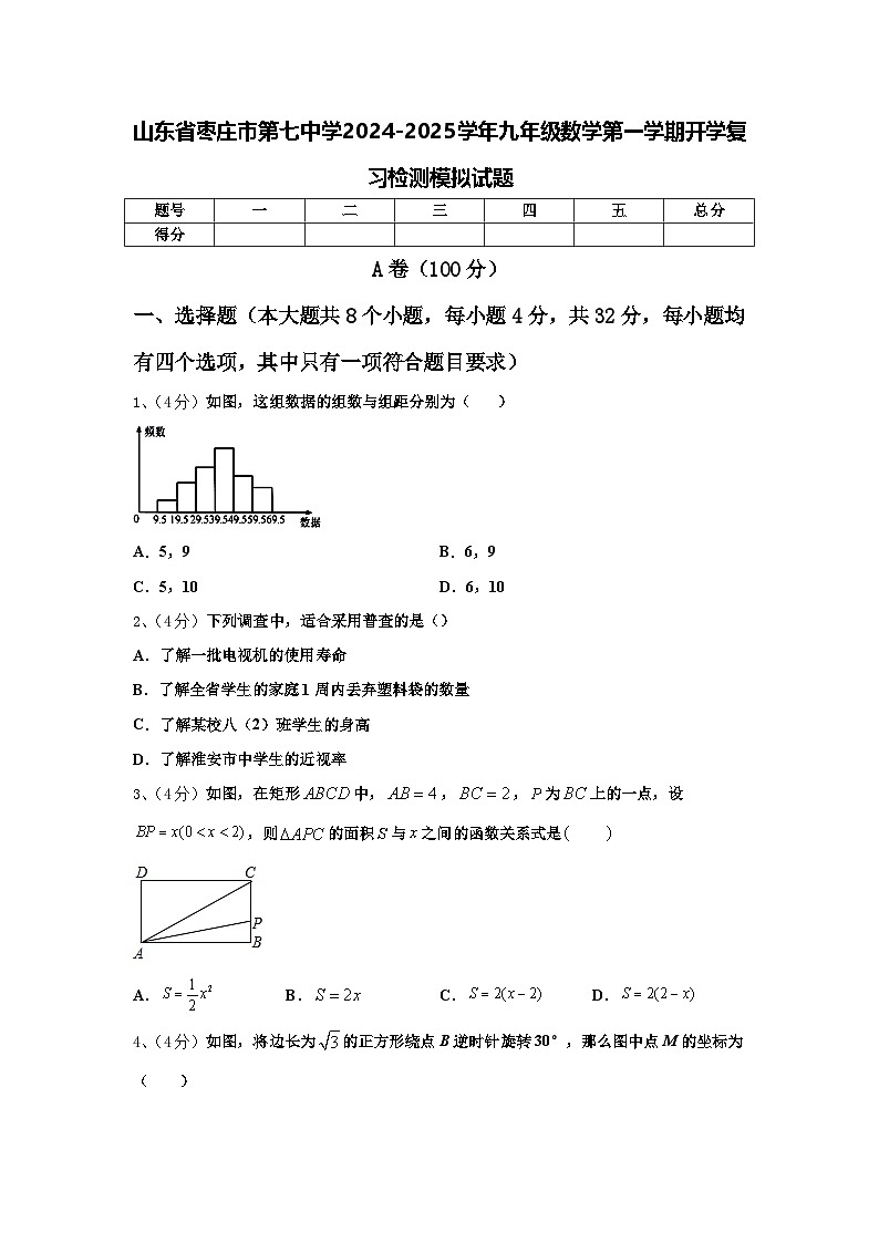 山东省枣庄市第七中学2024-2025学年九年级数学第一学期开学复习检测模拟试题【含答案】第1页