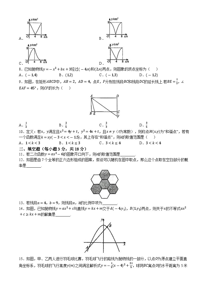 浙江省杭州市西湖区文华中学2024—-2025学年九年级上学期10月月考数学试卷(无答案)(01)02
