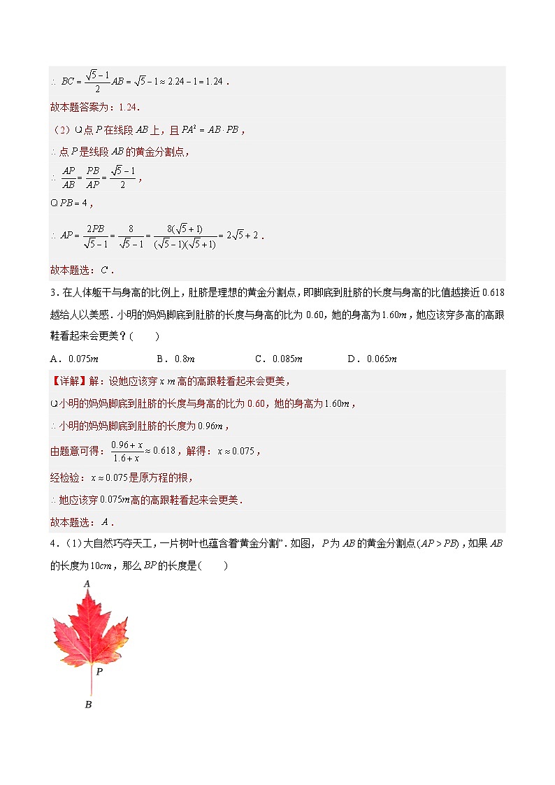 6.2黄金分割（三大题型）（解析版）第3页