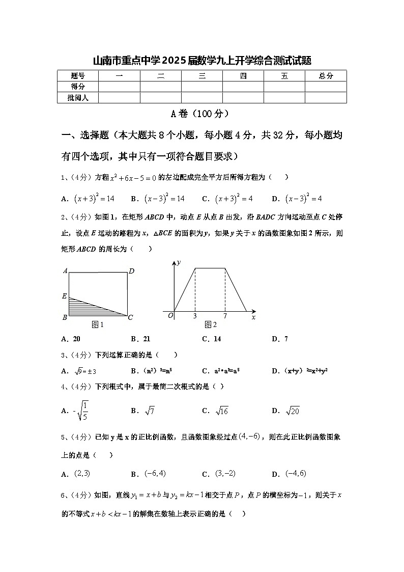 山南市重点中学2025届数学九上开学综合测试试题【含答案】第1页