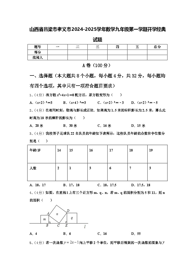 山西省吕梁市孝义市2024-2025学年数学九年级第一学期开学经典试题【含答案】第1页