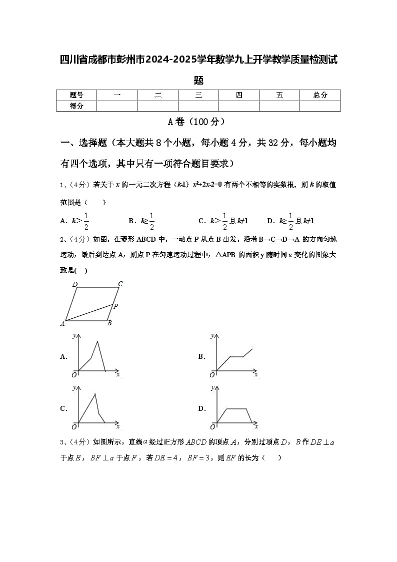四川省成都市彭州市2024-2025学年数学九上开学教学质量检测试题【含答案】第1页