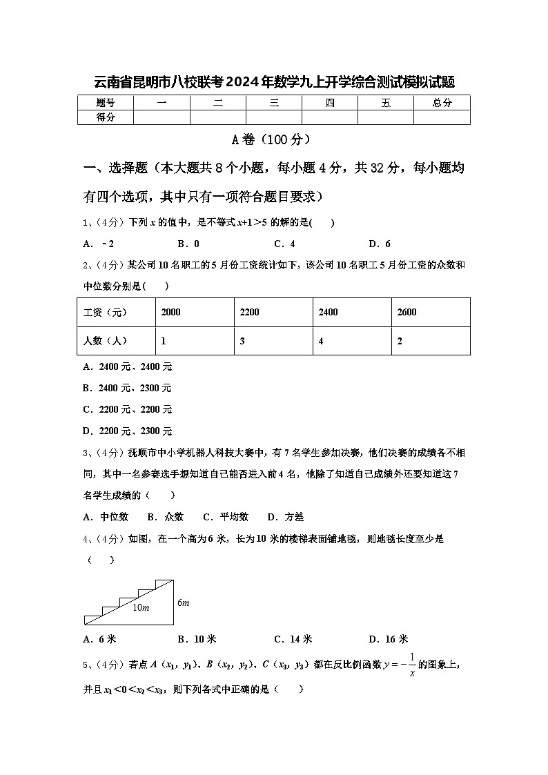 云南省昆明市八校联考2024年数学九上开学综合测试模拟试题【含答案】第1页
