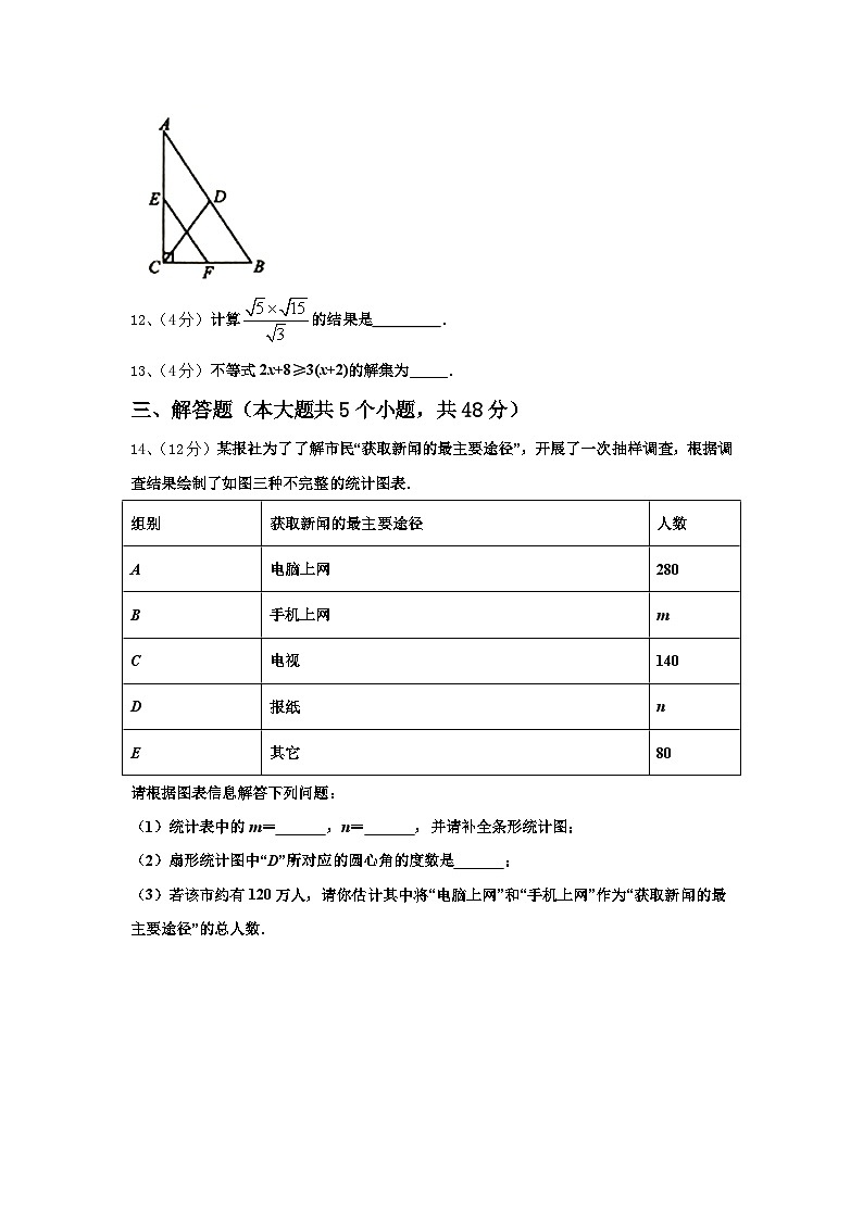 云南省牟定县茅阳中学2024年九上数学开学教学质量检测模拟试题【含答案】第3页