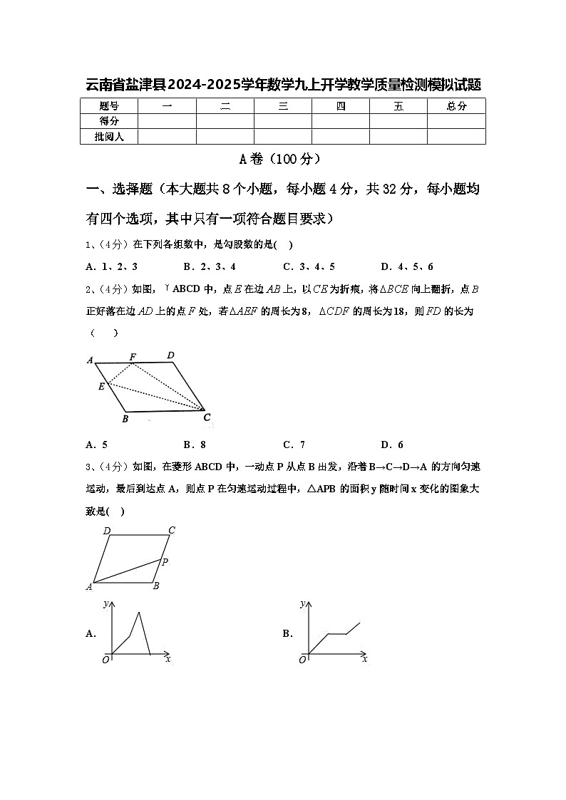 云南省盐津县2024-2025学年数学九上开学教学质量检测模拟试题【含答案】第1页