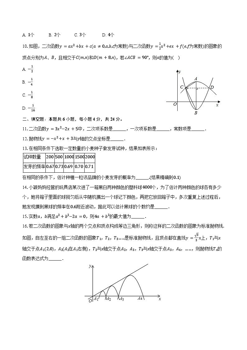 2024-2025学年浙江省宁波市余姚市姚江中学九年级（上）第一次月考数学试卷（含答案）第2页