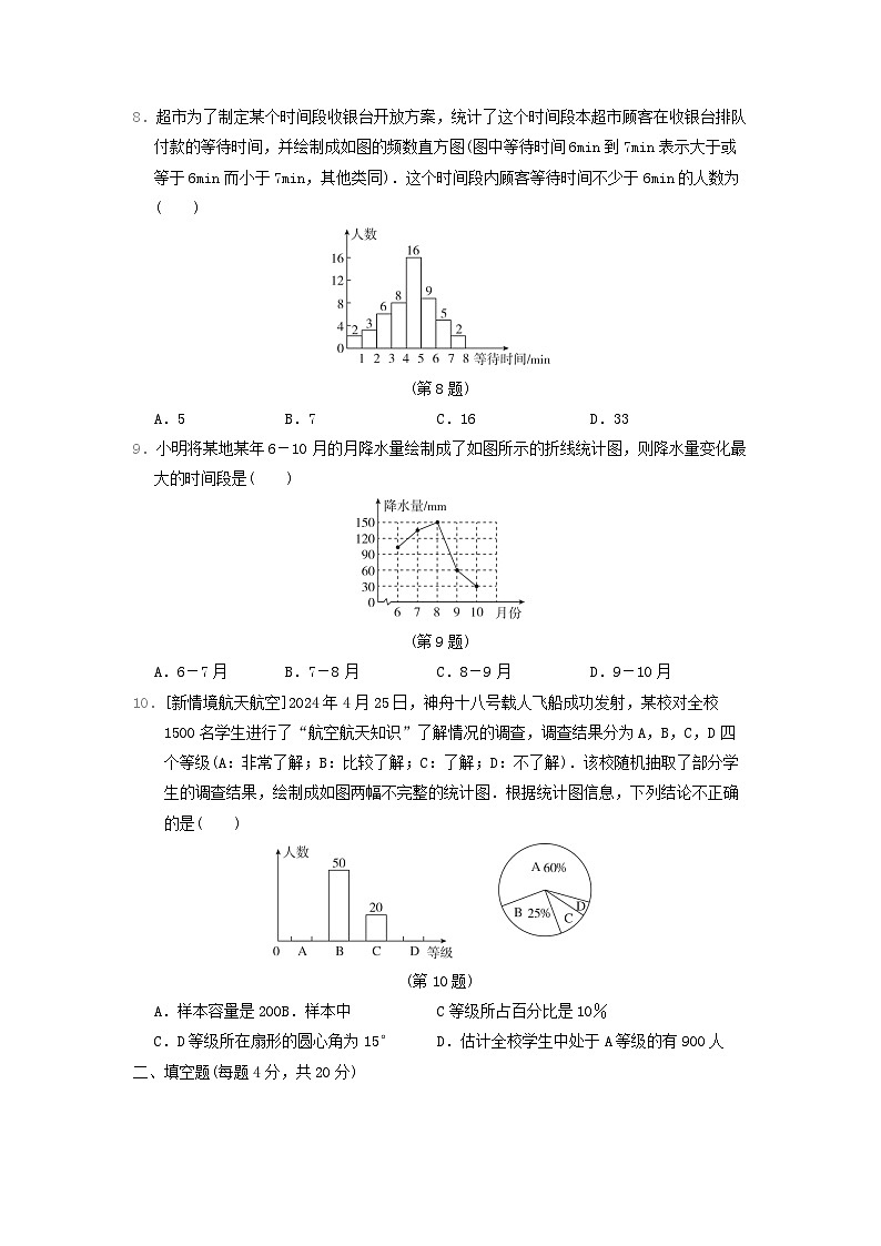 陕西省2024七年级数学上册第六章数据的收集与整理学情评估卷试卷（附答案北师大版）02