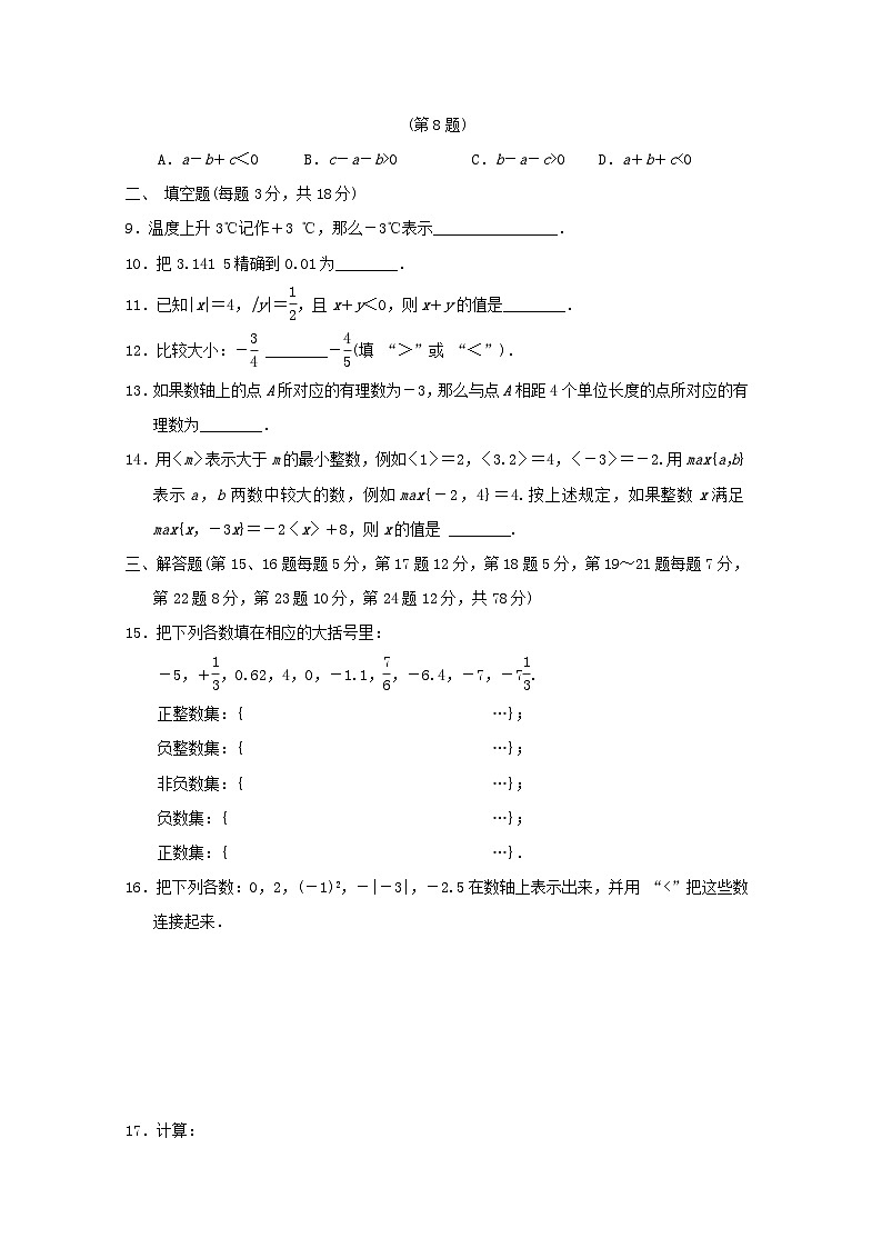 吉林省2024七年级数学上册第1章有理数学情评估试卷（附答案华东师大版）第2页