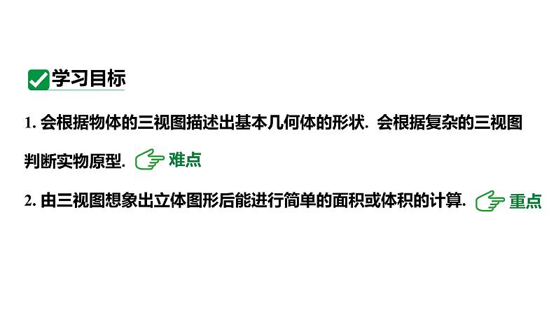 最新人教版九下数学新课标教学课件29.2.2根据三视图还原几何体及相关计算（课件）第3页