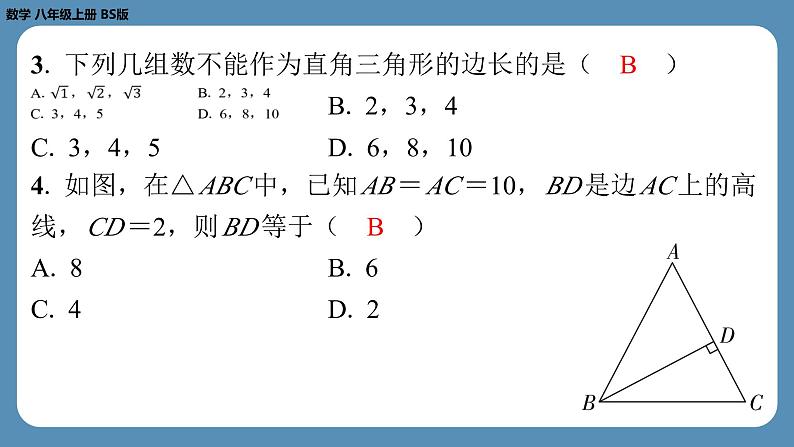 最新2023--2024学年北师版八年级数学上册第十二周自主评价练习（课件）第3页