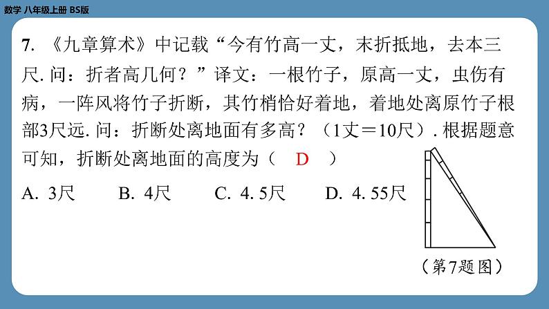 最新2023--2024学年北师版八年级数学上册第十一周自主评价练习（课件）第5页