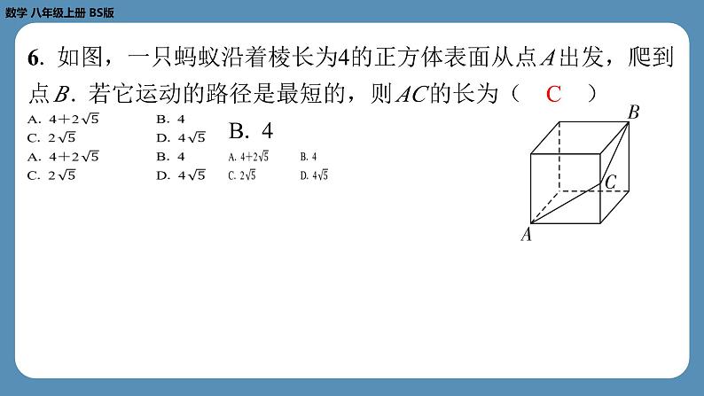 最新2023--2024学年北师版八年级数学上册第五周自主评价练习（课件）05