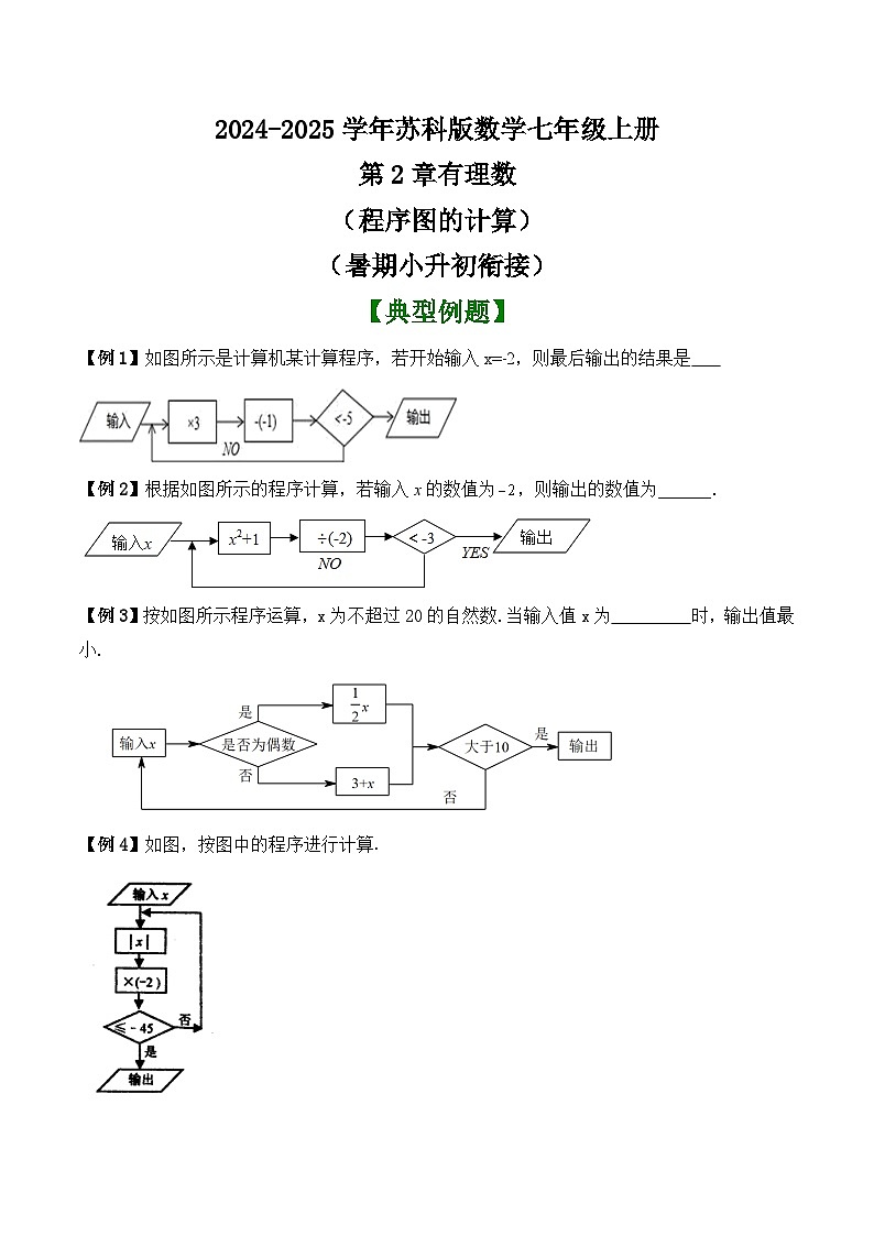 第2章有理数（程序图的计算）讲义 （暑期小升初衔接） 2024—-2025学年苏科版数学七年级上册第1页