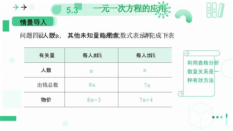 5.3  一元一次方程的应用  课件  2024-2025学年北师大版七年级数学上册第7页