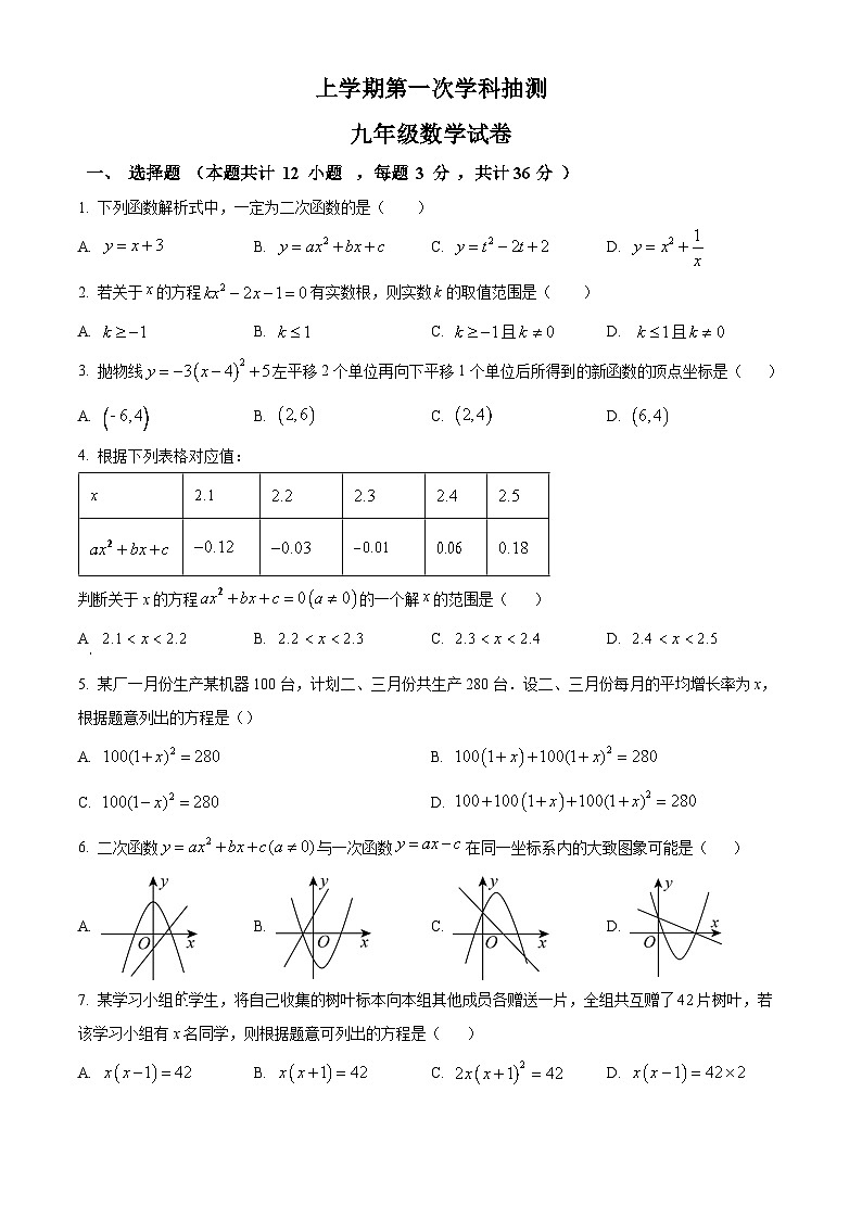 九年级上学期期中数学试题（人教版） (24)第1页