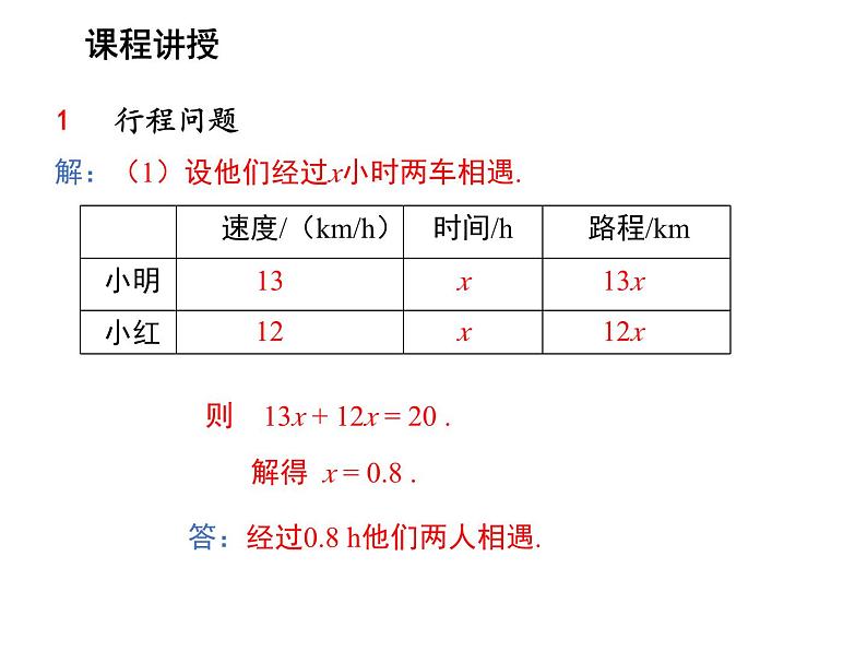 4.3 用一元一次方程解决问题第2课时行程问题与工程问题 苏科版七年级数学上册教学课件第8页