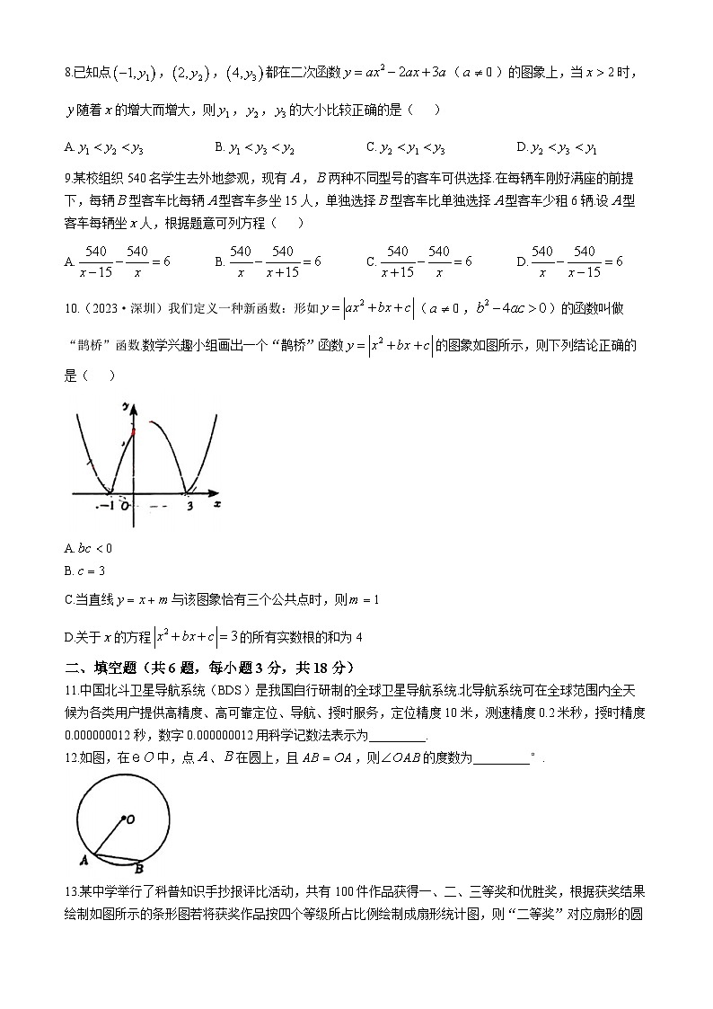 广东省广州市黄广附属学校2024~2025学年九年级上学期数学10月考试试卷(无答案)第2页