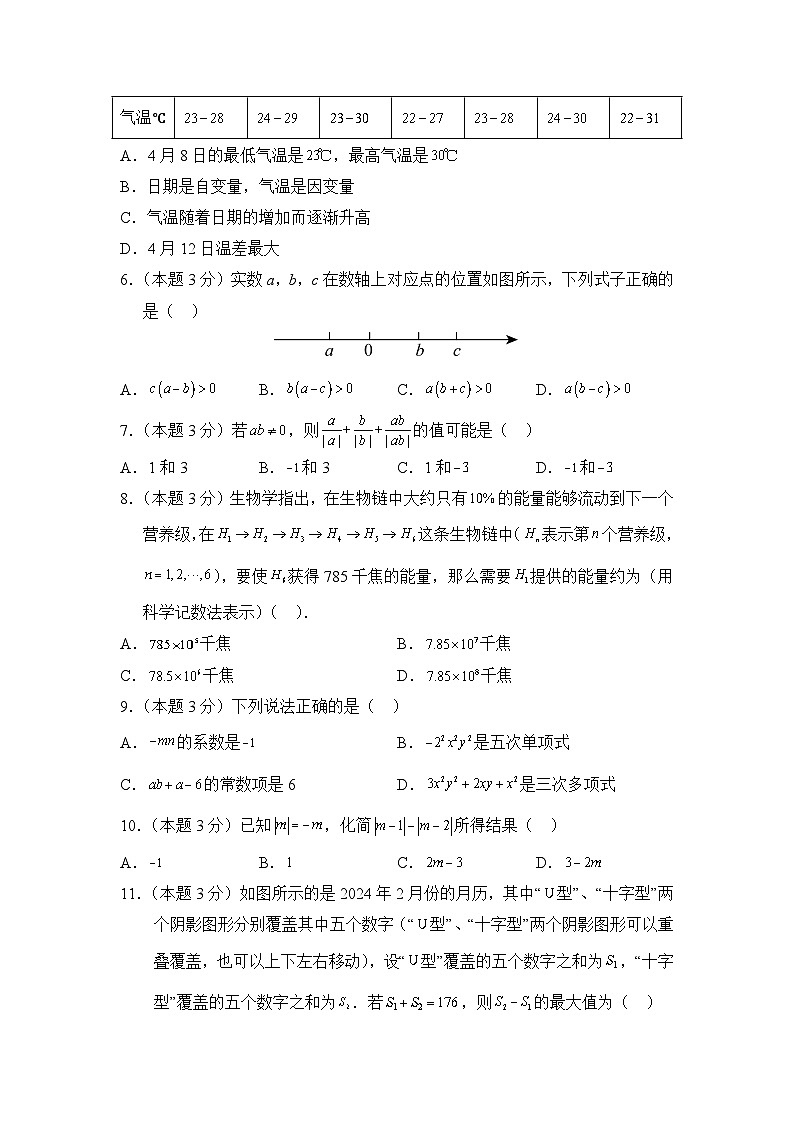 2024年秋新人教版七年级上册数学期中试题（1-4章）（含答案）第2页
