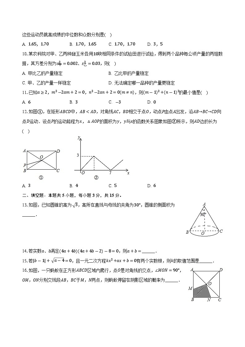 内蒙古呼伦贝尔市满洲里市2024届九年级下学期中考模拟考试数学试卷(含答案)02