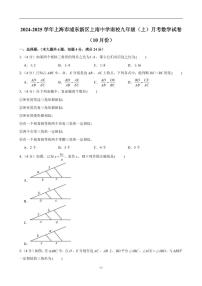 2024-2025学年上海市浦东新区上南中学南校九年级（上）月考数学试卷（10月份）（含解析）