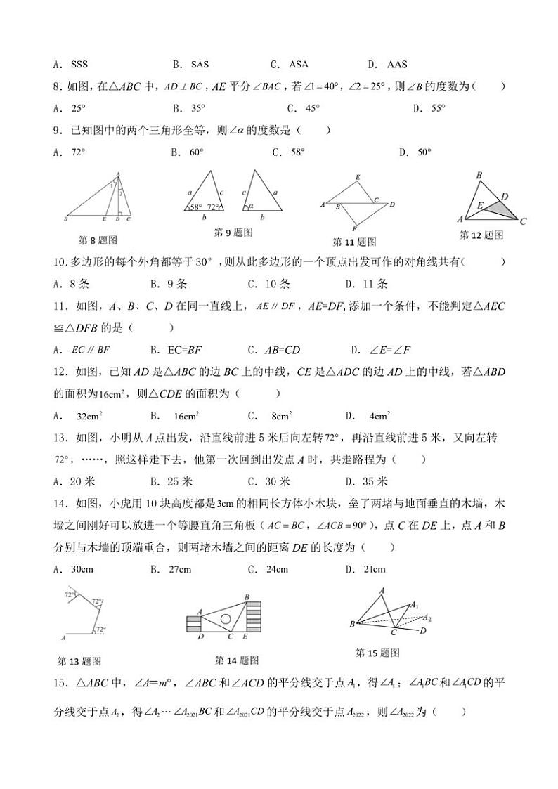 云南省保山市隆阳区保山市智源初级中学2024～2025学年八年级上学期10月月考数学试题（含答案）02