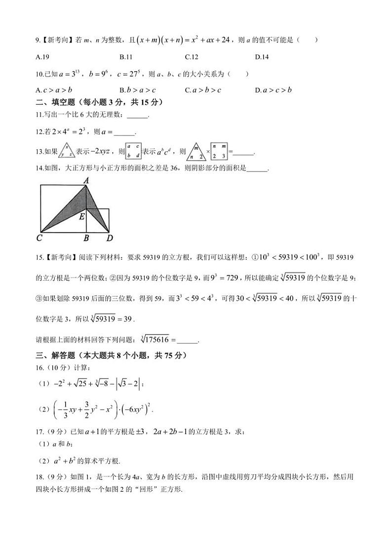河南省周口市淮阳区2024～2025学年八年级上学期10月月考数学试题(含答案)第2页