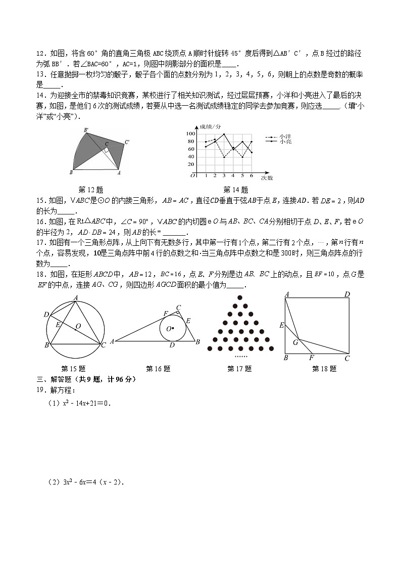 江苏省盐城市大丰区实验初中教育集团联考2024-2025学年九年级上学期10月期中考试数学试题02