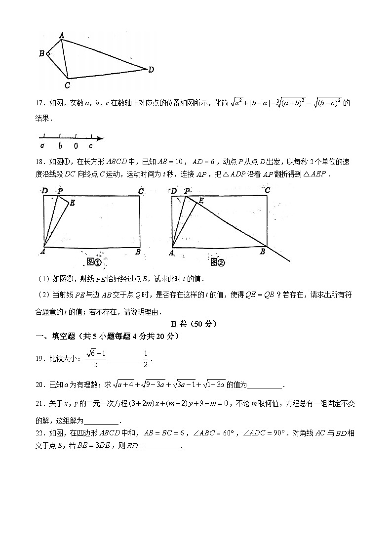 四川省成都市第十二中学(四川大学附属中学)2024-2025学年八年级上学期10月考数学试卷第3页