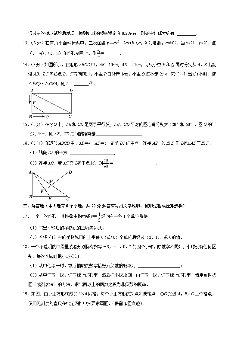 浙江省金华市义乌市宾王学校教育集团2024-2025学年九年级上学期期中数学试卷第3页