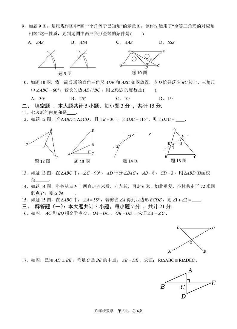 广东省韶关市新丰县2024-2025学年八年级上学期期中考试数学试题02