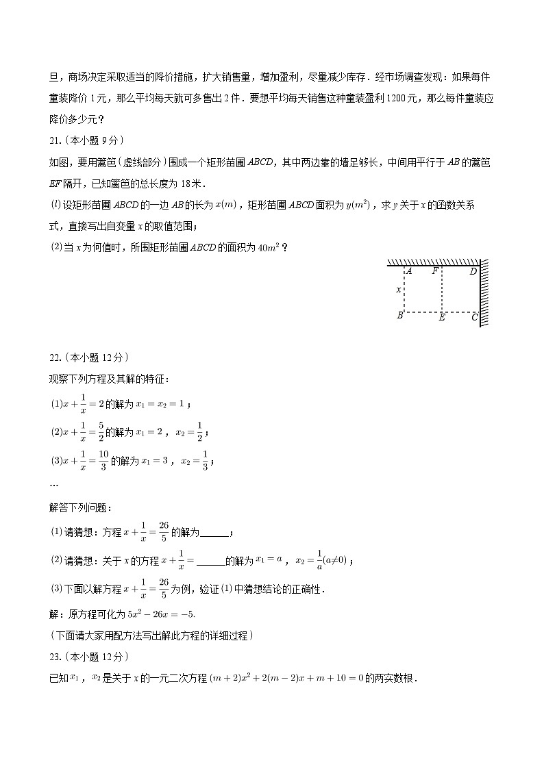 广东省江门市蓬江区陈白沙中学2024-2025学年九年级上学期第一次月考数学试卷第3页