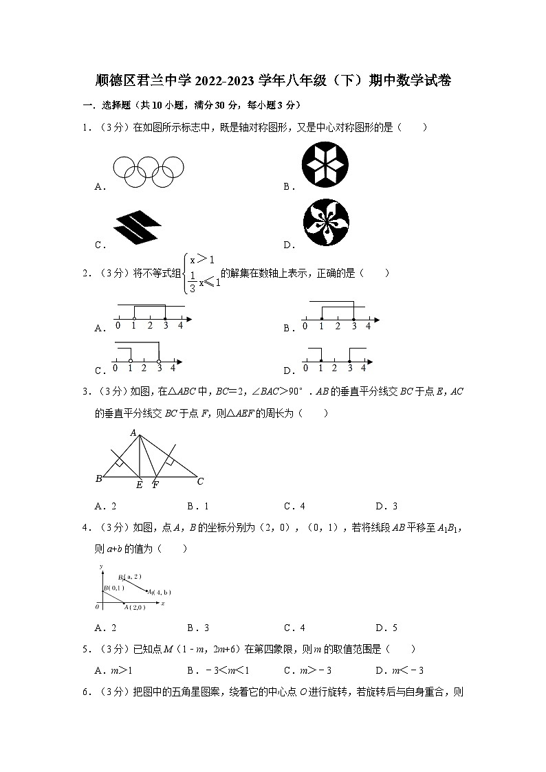 2022-2023学年广东省佛山市顺德区君兰中学八年级（下）期中数学试卷01