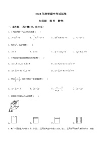 甘肃省张掖市甘州区甘州区思源实验学校2023-2024学年九年级上学期期中数学试题(无答案)