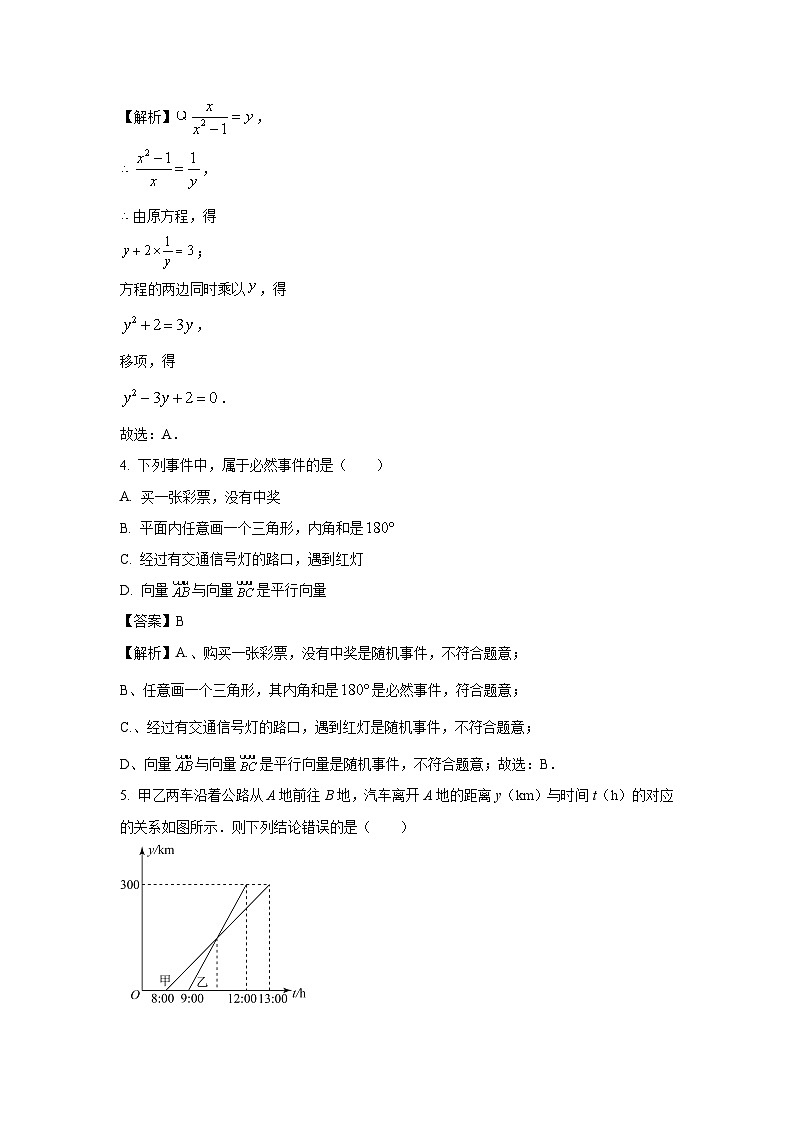 上海市松江区2023-2024学年八年级下学期期末数学试卷(解析版)第2页