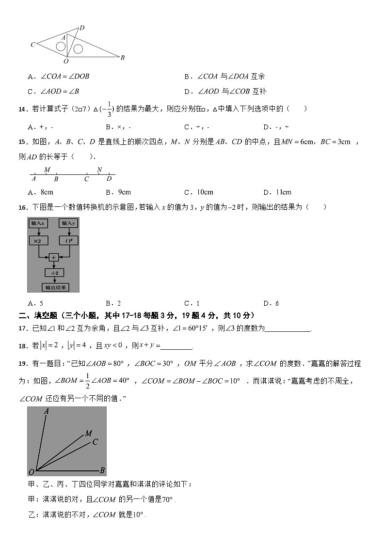 河北省邯郸市永年区2024年七年级上学期期中考试数学试题【附答案】第3页