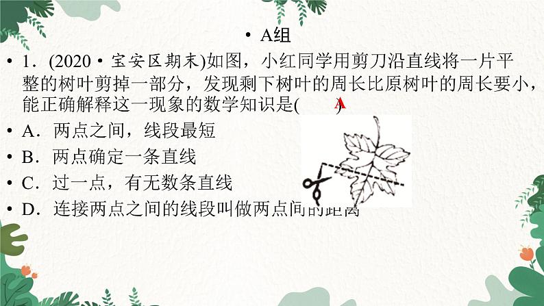 北师大版数学七年级上册 第4章 第37课时 比较线段的长短习题课件第2页