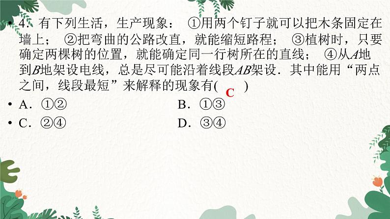 北师大版数学七年级上册 第4章 第41课时 《基本平面图形》回顾与思考习题课件第4页