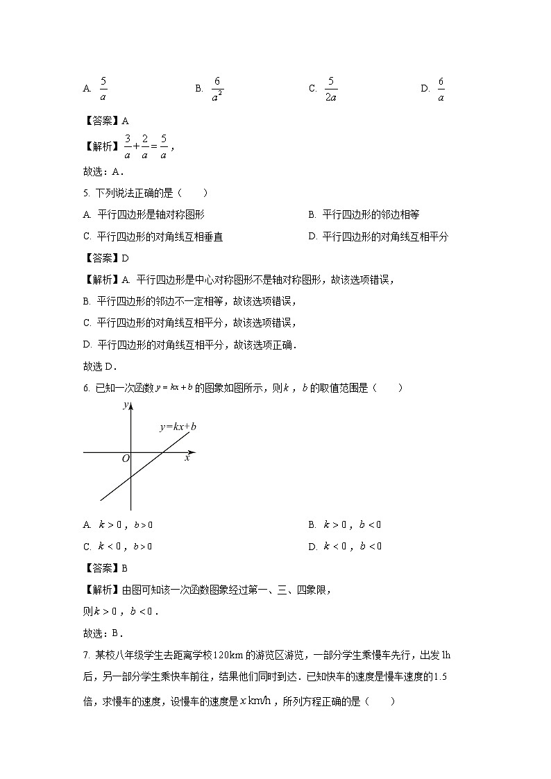 河南省南阳市方城县2023-2024学年八年级下学期期中数学试卷(解析版)第2页