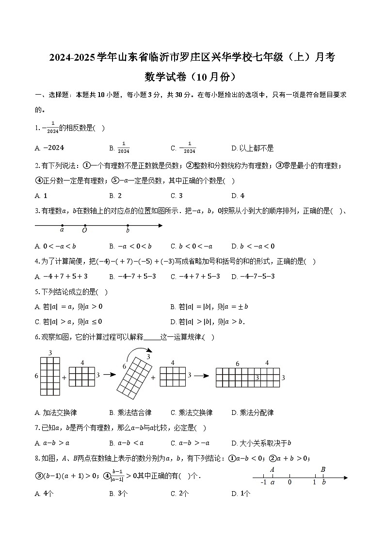 2024-2025学年山东省临沂市罗庄区兴华学校七年级（上）月考数学试卷（10月份）（含答案）01