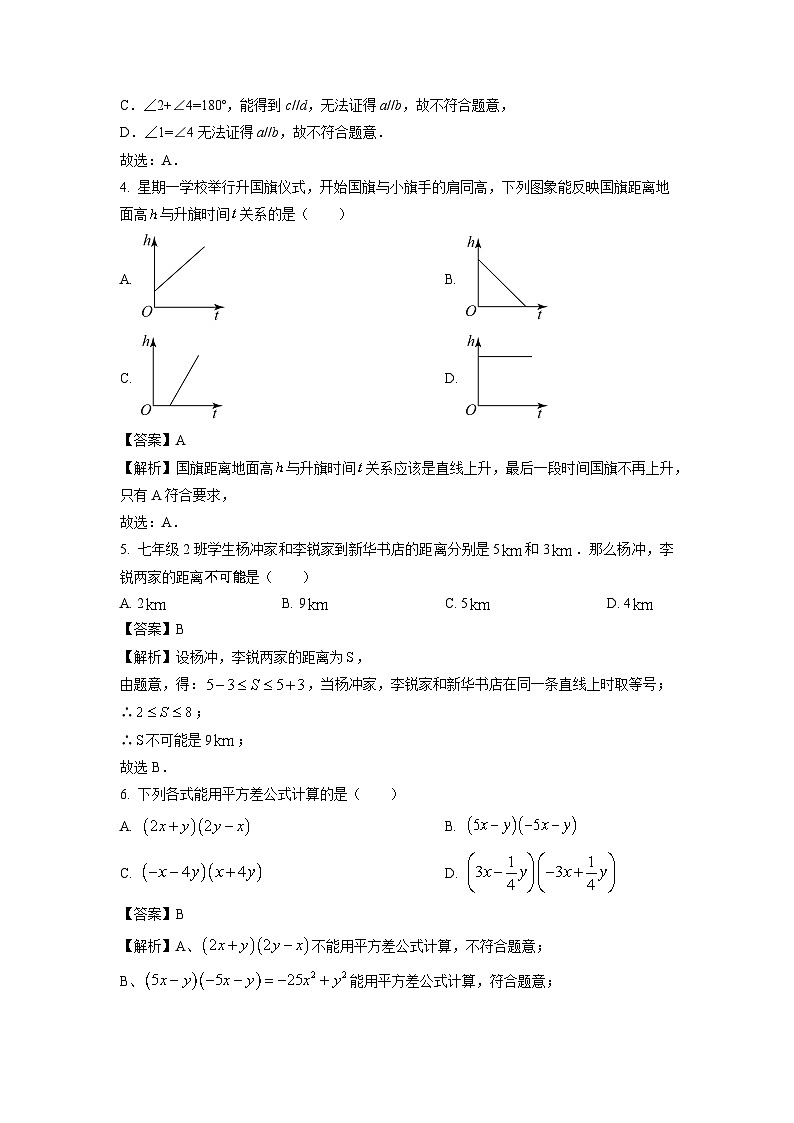 辽宁省沈阳市于洪区2023-2024学年七年级下学期期中数学试卷(解析版)第2页