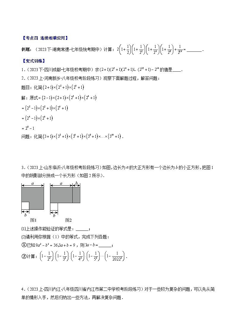 北师大版数学七年级下册同步讲义第一章第07讲 解题技巧专题：乘法公式的灵活运用(5类热点题型讲练)（原卷版）第3页