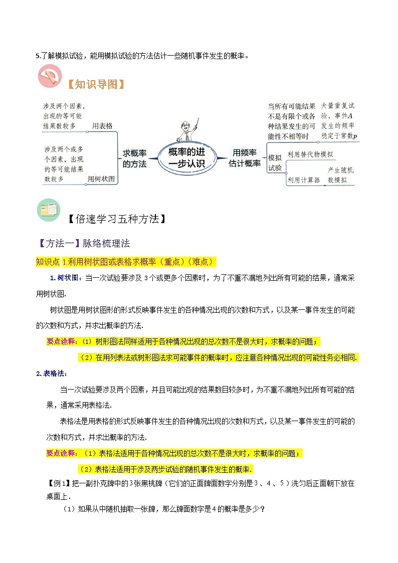 北师大版数学九上同步讲义第3章 概率的进一步认识（4个知识点6种题型2种中考考法与检测卷）（解析版）第2页