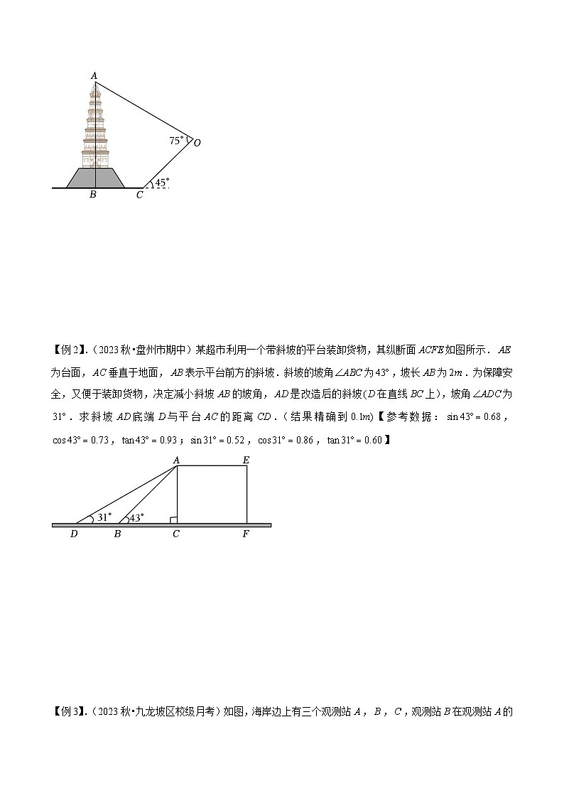 北师大版数学九下同步讲义专题04 三角函数的应用（1个知识点4种题型1个易错点1种中考考法）（原卷版）第3页