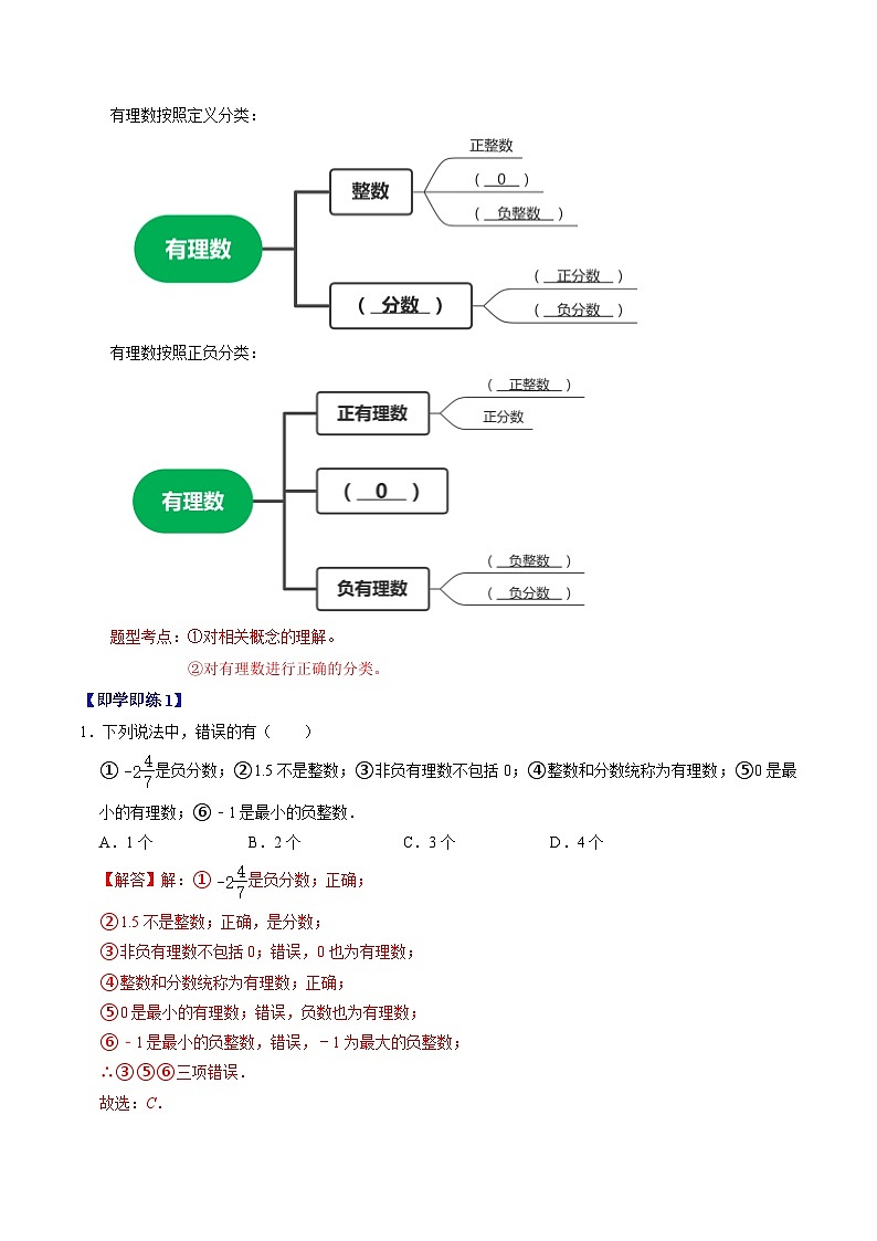 人教版数学七年级上册同步讲义+练习第一章第02讲 有理数与数轴（解析版）第2页