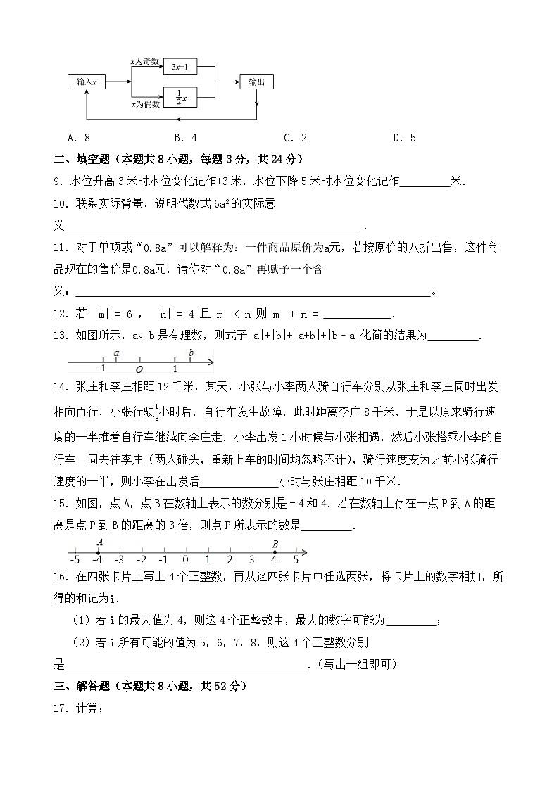 人教版（2024）七年级上册数学期中复习同步测试卷（含答案）02